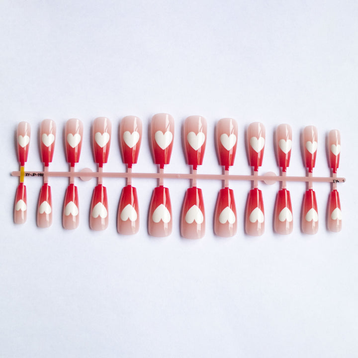 Heart Design Acrylic Nail Art