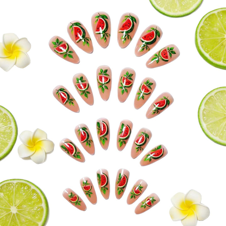 Artificial nails with cheerful melon design Kalsten