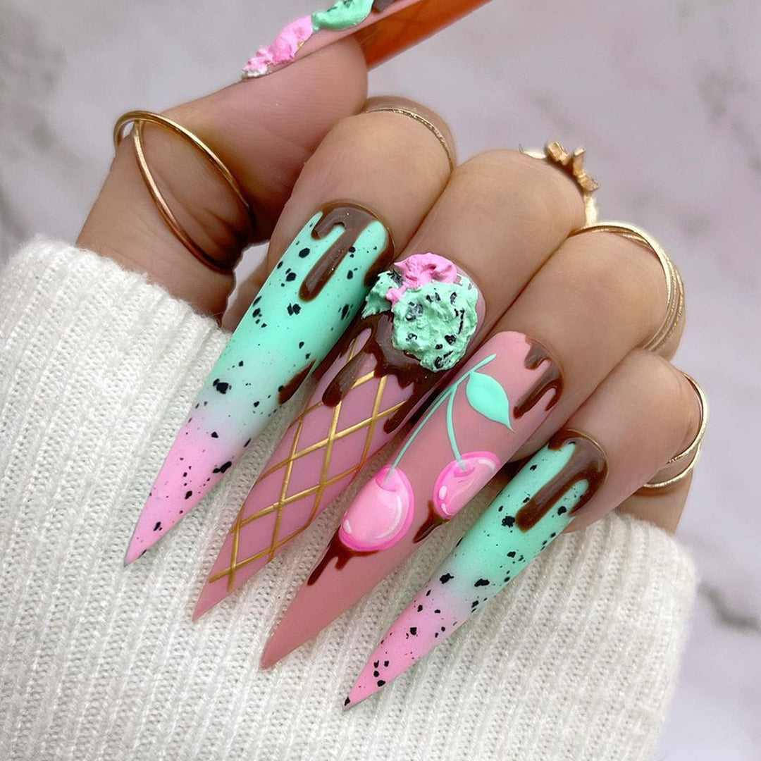 Nail art set with playful ice cream design Kalsten