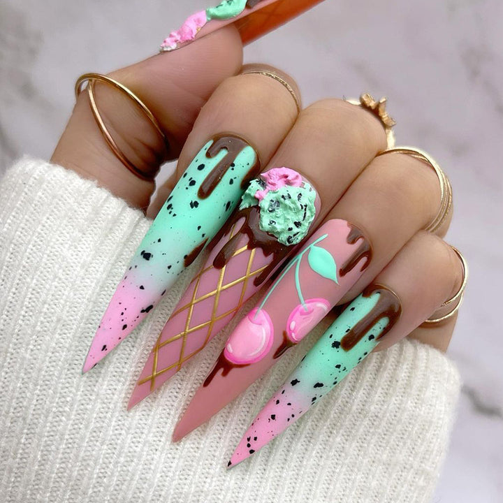 Nail art set with playful ice cream design Kalsten