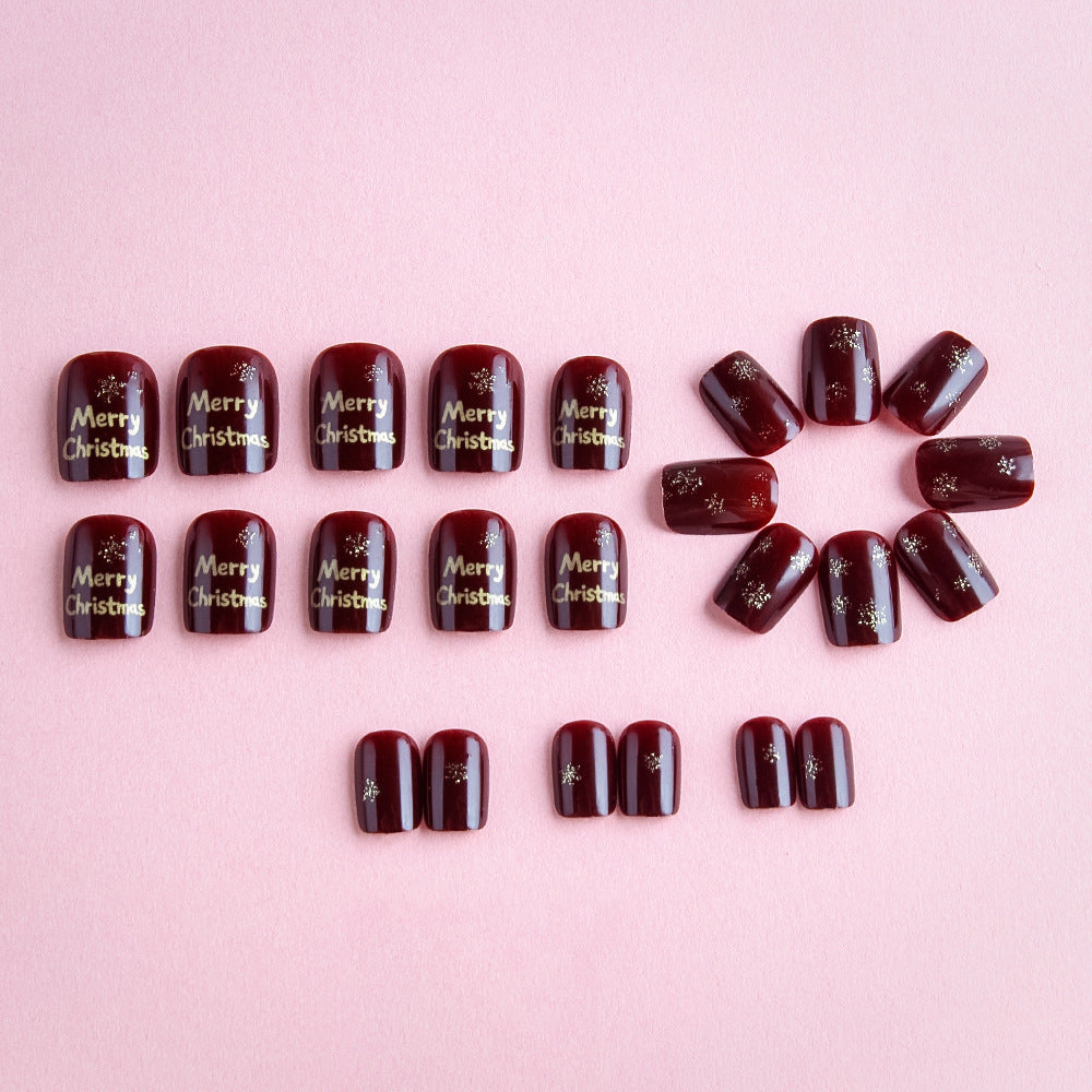 Festive Christmas-Themed Press-On Nail Art Kalsten 1787543209