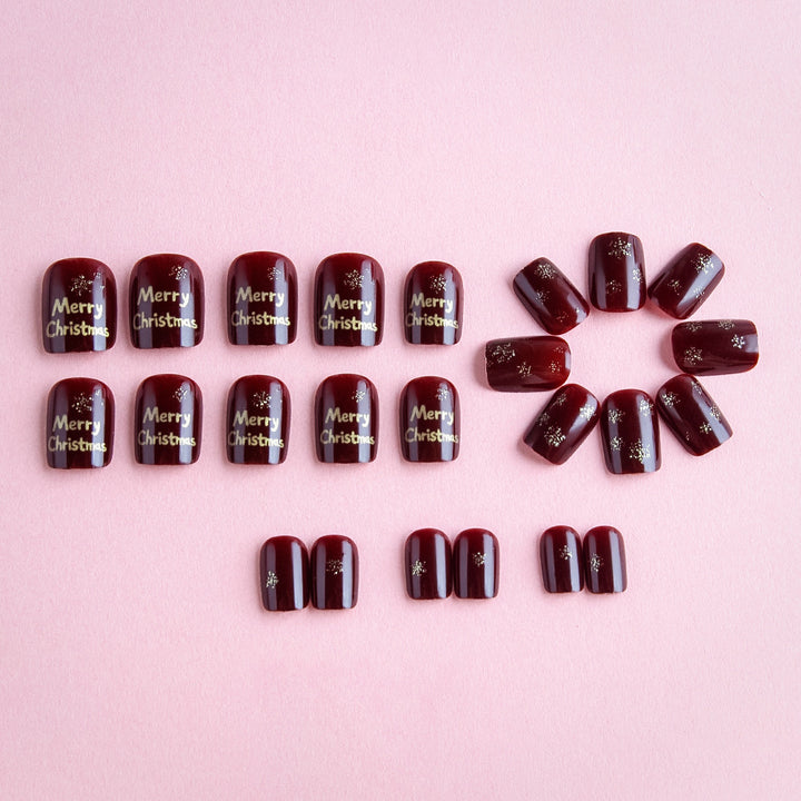 Festive Christmas-Themed Press-On Nail Art Kalsten 1787543209