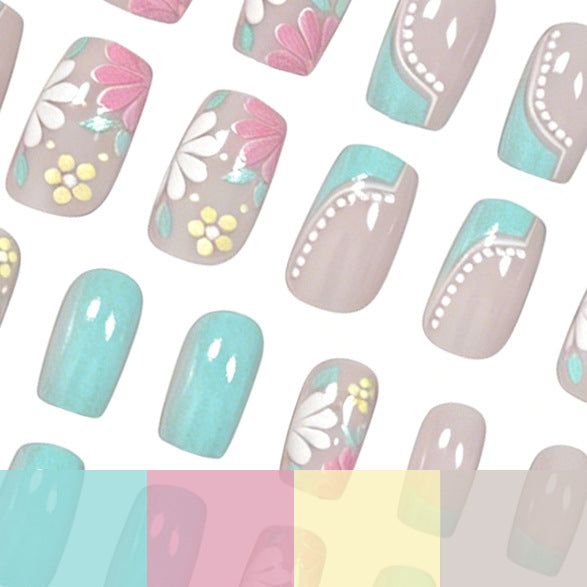 Floral Patterned Acrylic Nail Extensions Kalsten