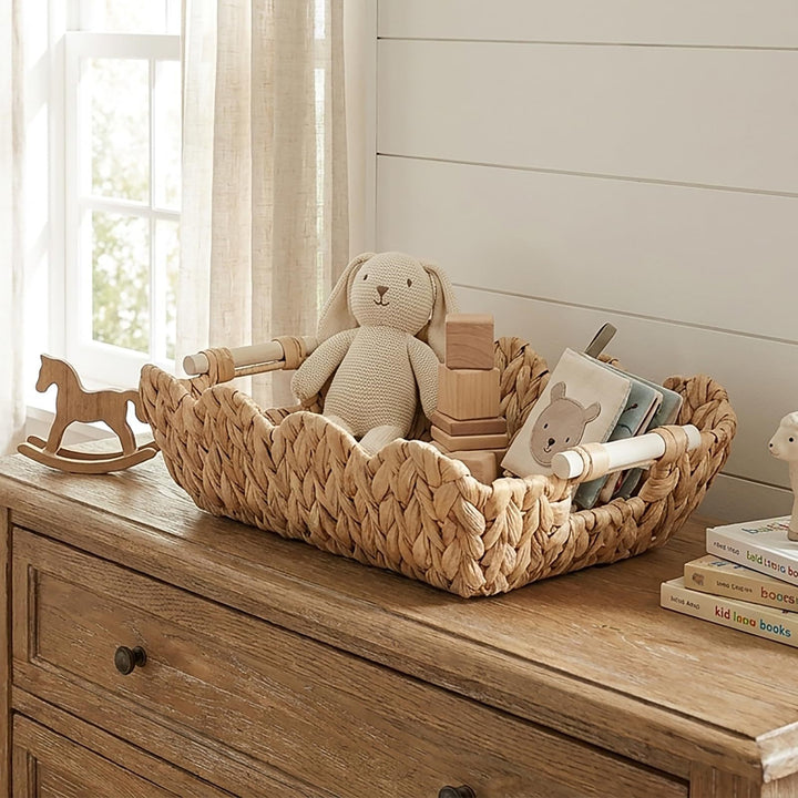 Handwoven storage basket with wave edge Kalsten