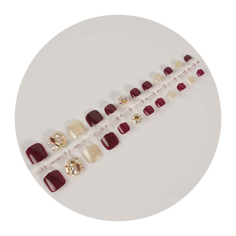 Glamorous Press-On Nail Set with Rhinestone Accents Kalsten