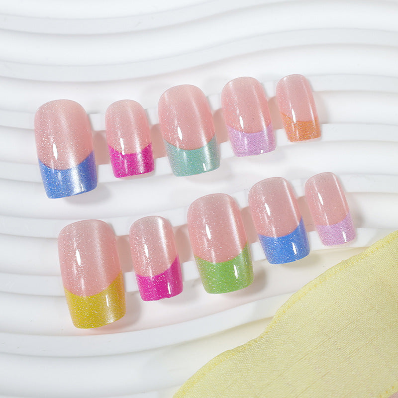 Acrylic nail set with colorful French tips Kalsten
