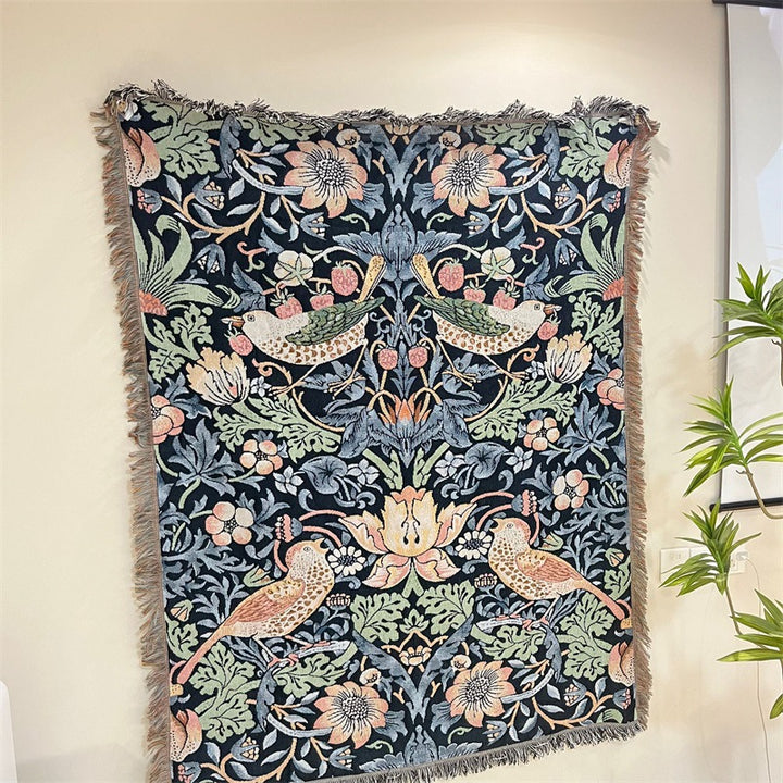 Ornate Floral Tapestry Throw Blanket