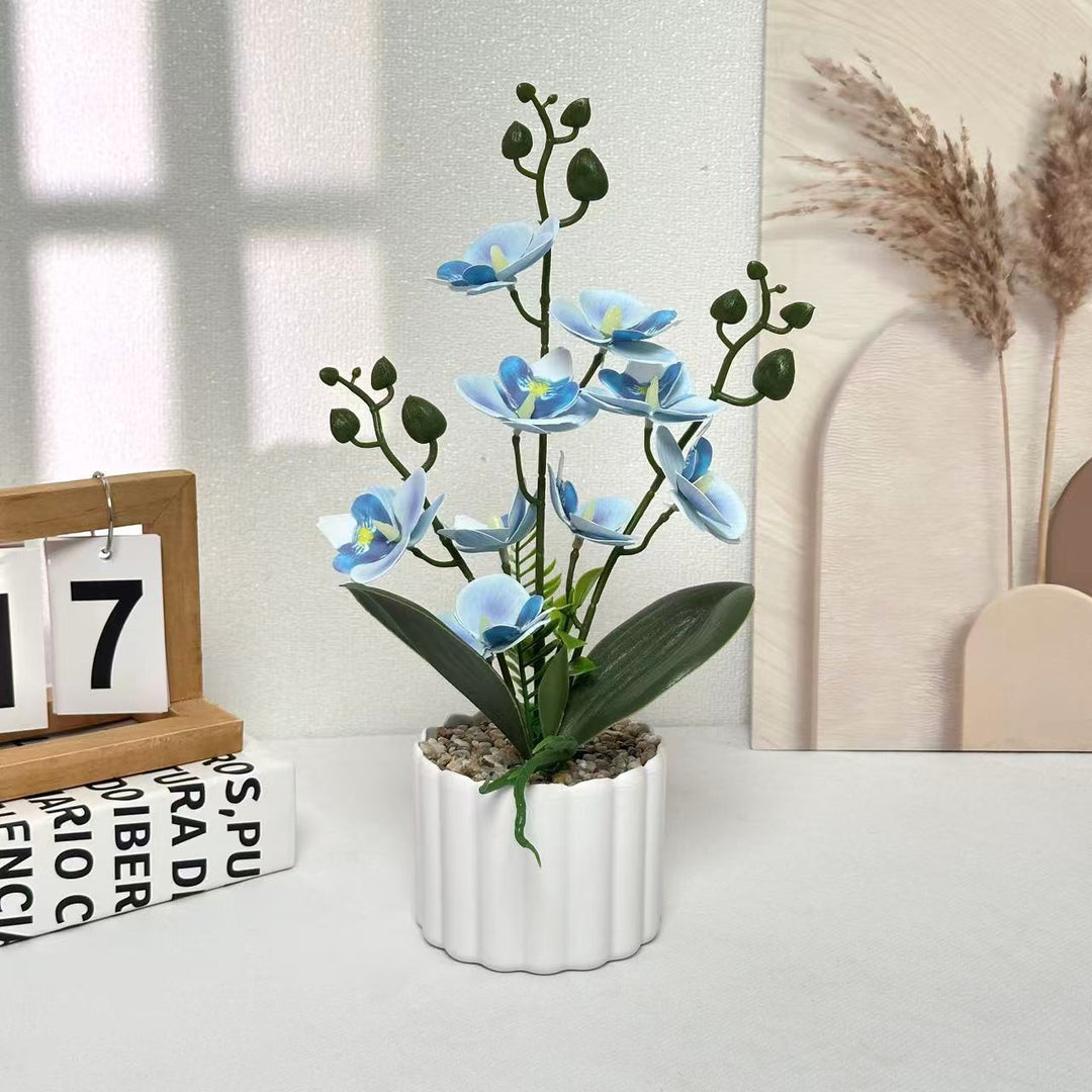 Elegant Faux Orchid Arrangement for Indoor Home Decor