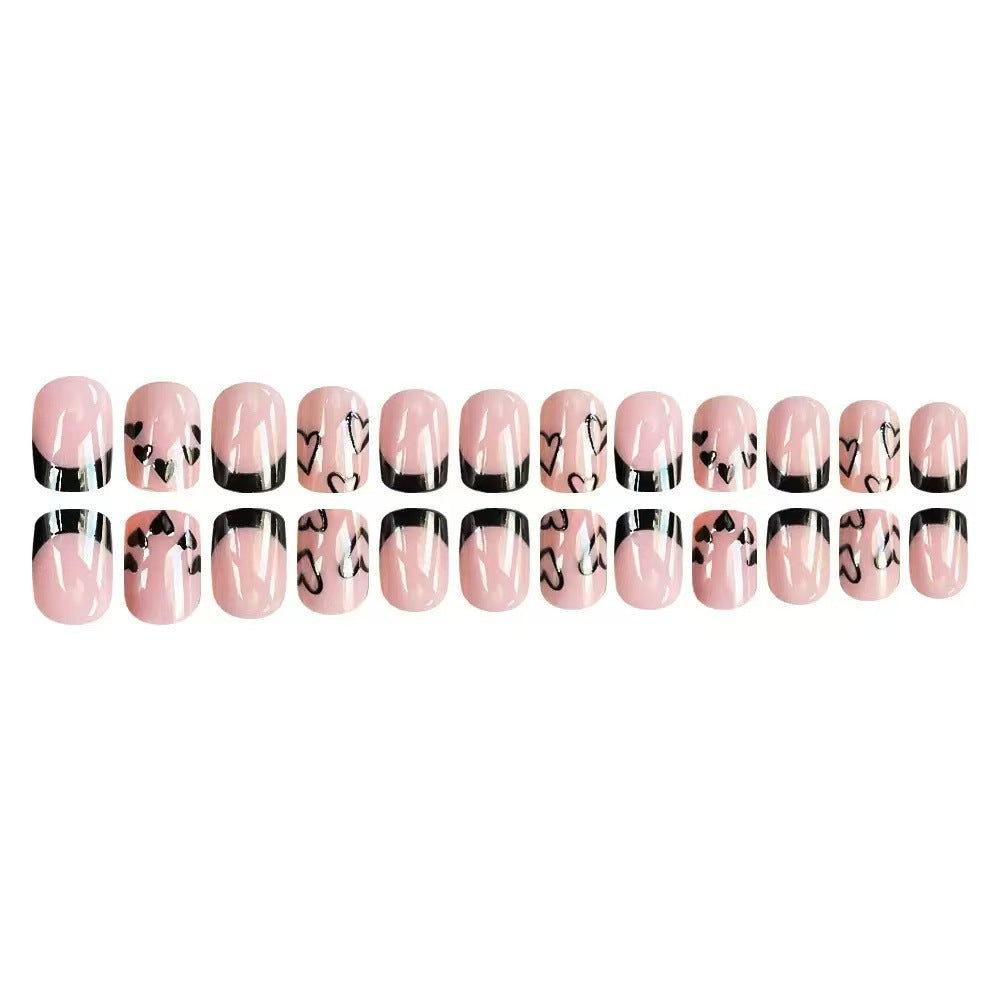 Artificial nail set with creative heart and black-and-white design Kalsten