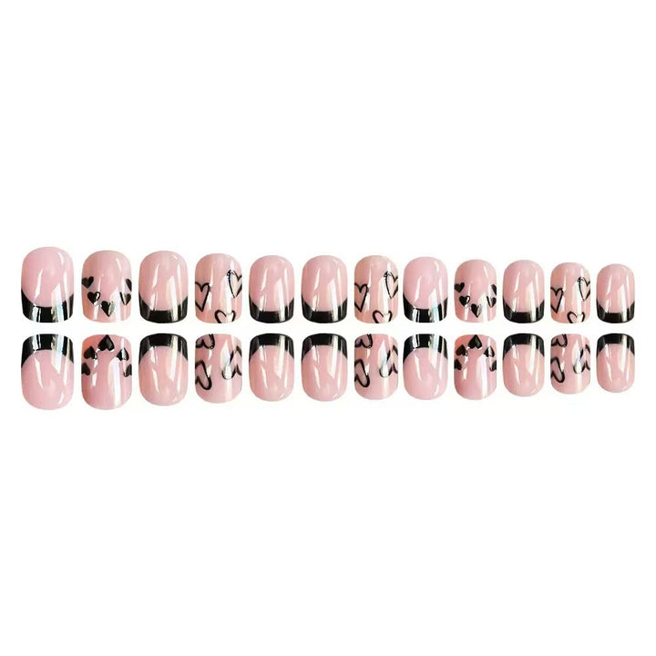 Artificial nail set with creative heart and black-and-white design Kalsten