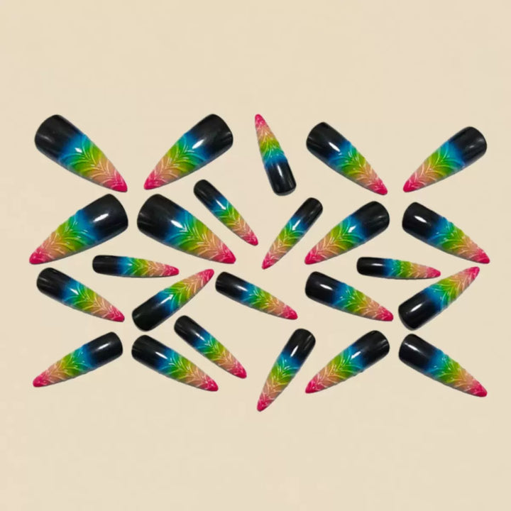 Artistic Leaf-Shaped Nail Extensions Kalsten
