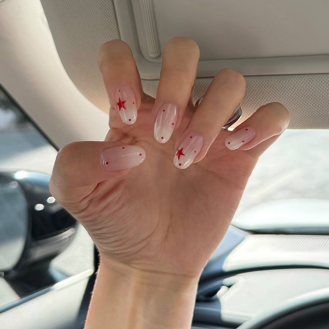 Artistic Press-On Nail Set with Star Accents