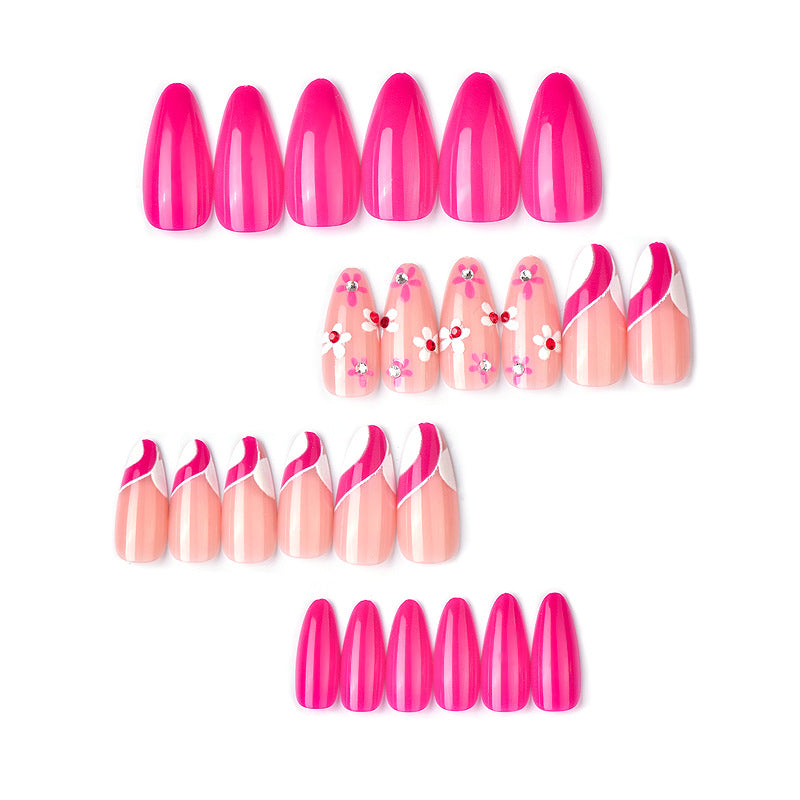 Artistic Press-On Nail Art Set with Floral and Ombre Designs Kalsten