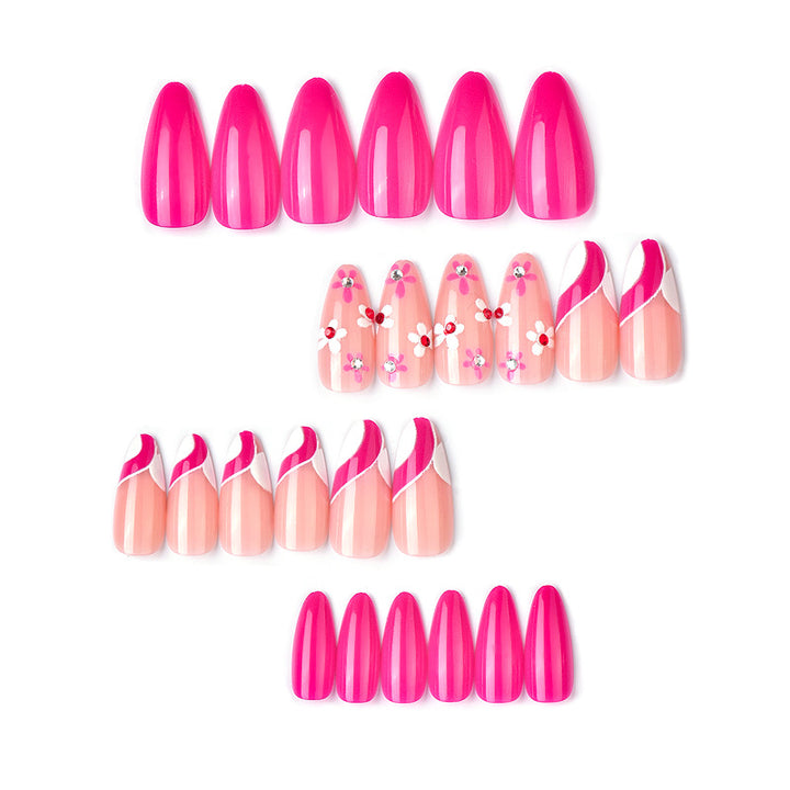 Artistic Press-On Nail Art Set with Floral and Ombre Designs Kalsten