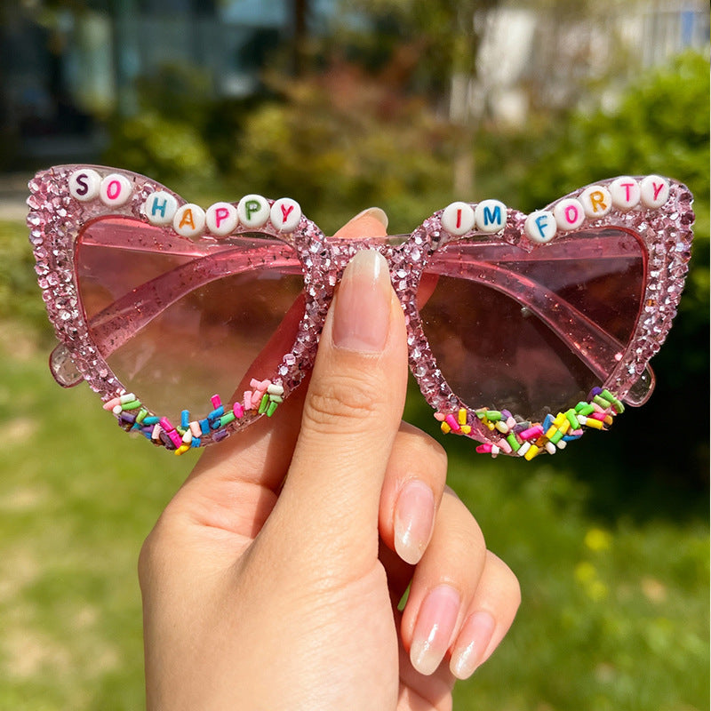 Decorative Cat-Eye Sunglasses with Rhinestones Kalsten