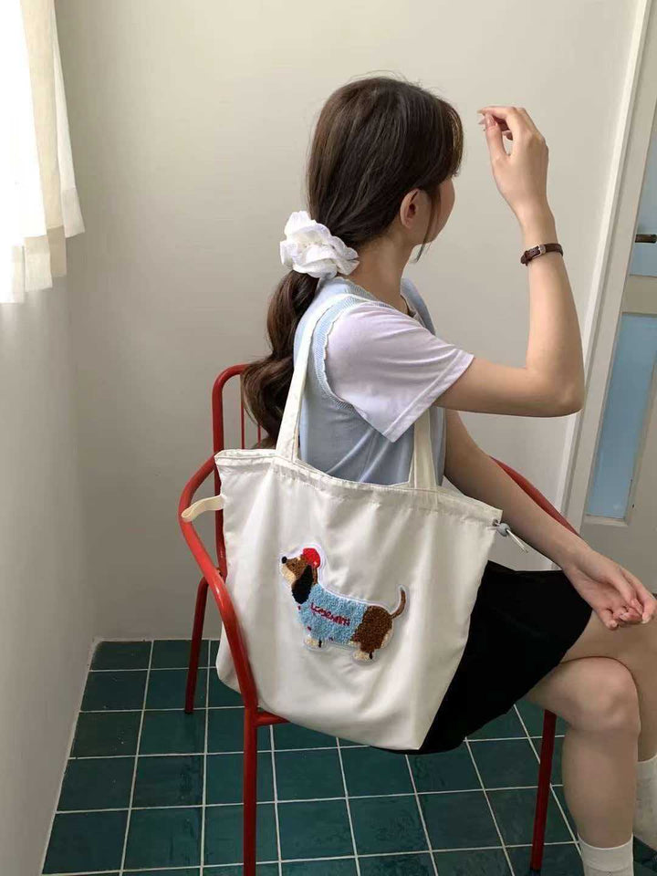 Cute Dog Embroidered Tote Bag Kalsten
