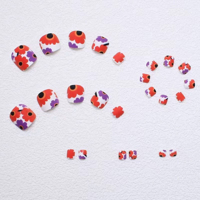 Creative Floral Print Press-On Toenails Kalsten