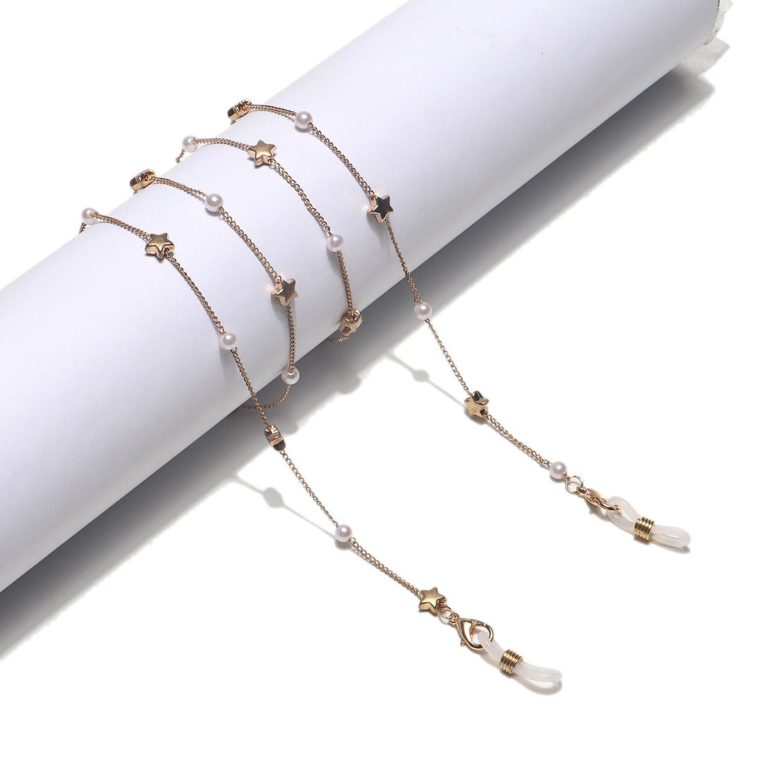 Elegant Heart-Shaped Pearl Chain Eyewear Holder Kalsten