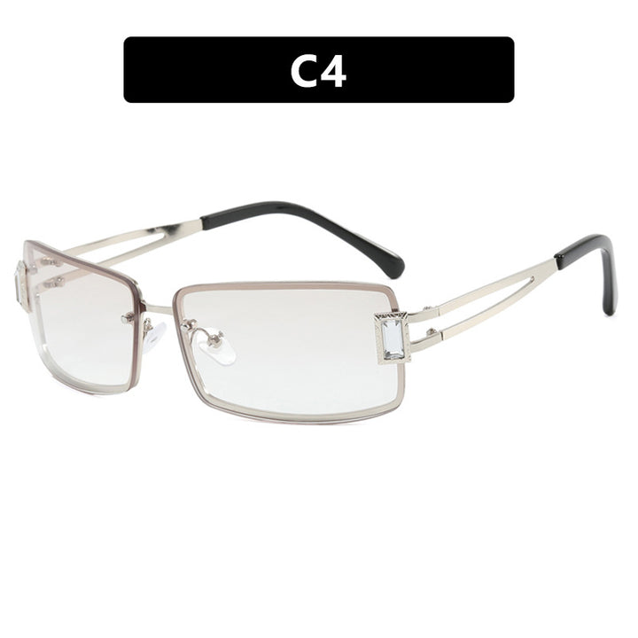 Ladies stylish sunglasses with elegant trapezoidal lenses and filigree metal frame Kalsten