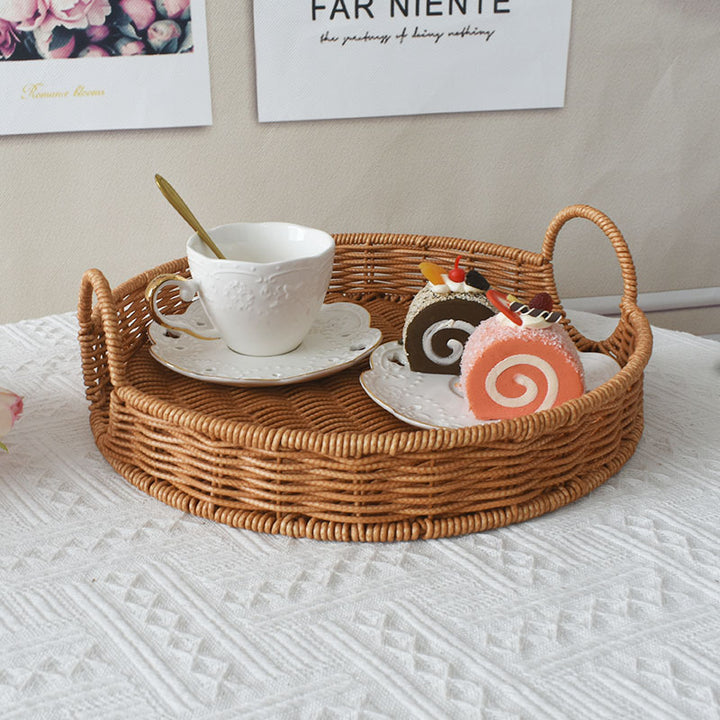 Round Rattan Serving Tray Kalsten