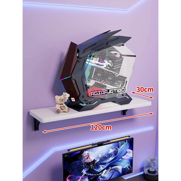 Wall-Mount Floating Shelf for Mid-Tower Gaming PC with Reinforced Brackets