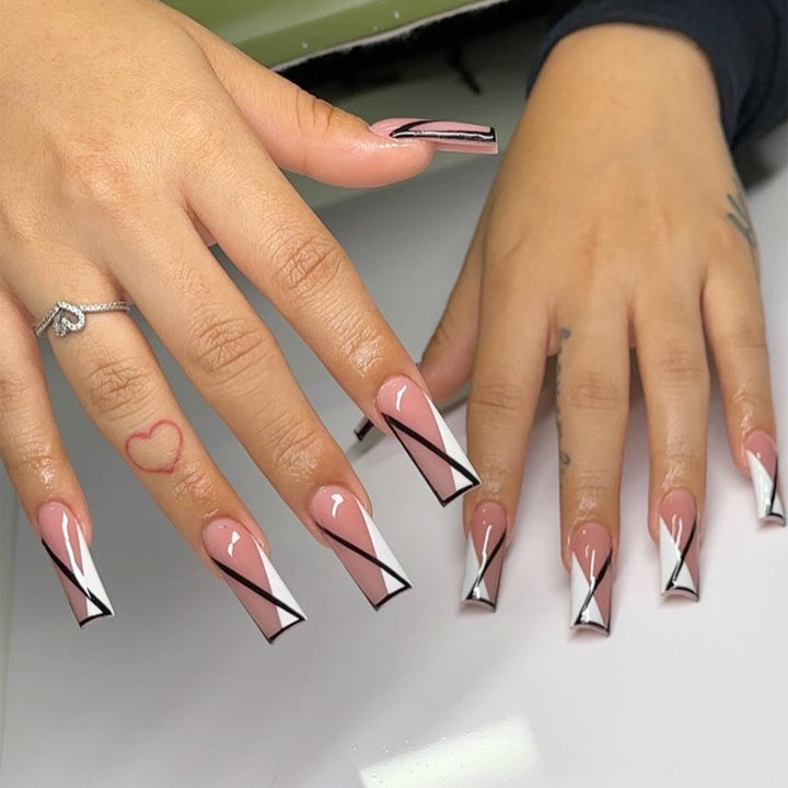 Artful Nail Extensions in Geometric Style Kalsten