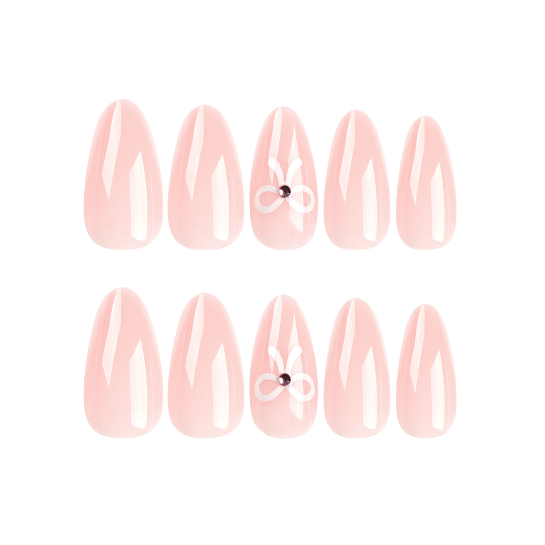 Artful Nail Extensions with Bow Decoration Kalsten