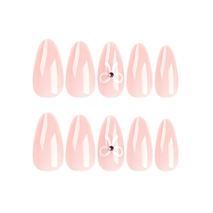 Artful Nail Extensions with Bow Decoration Kalsten