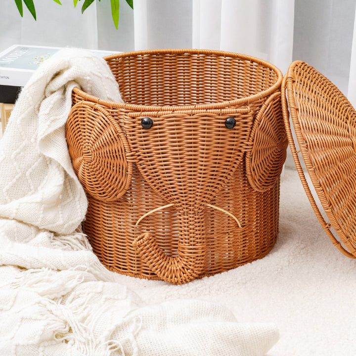 Elephant-Shaped Woven Storage Basket Kalsten