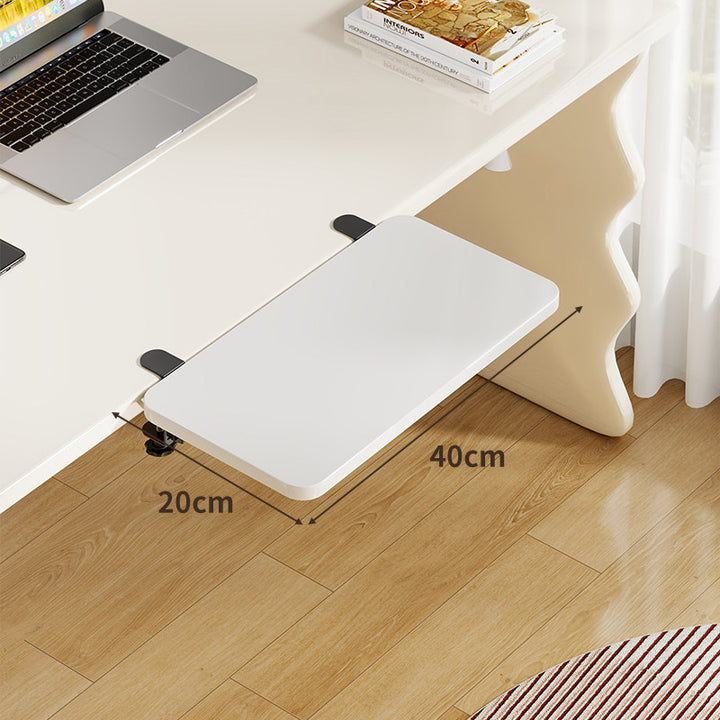 Under-Desk Bamboo Slide-Out Work Surface Clamp-Mounted Keyboard & Mouse Platform