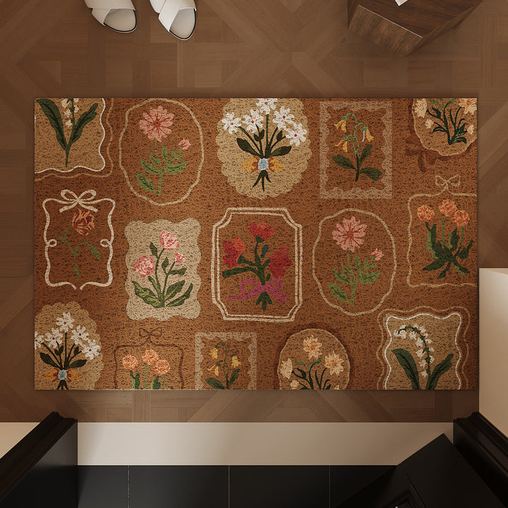 Vintage Floral Print Area Rug