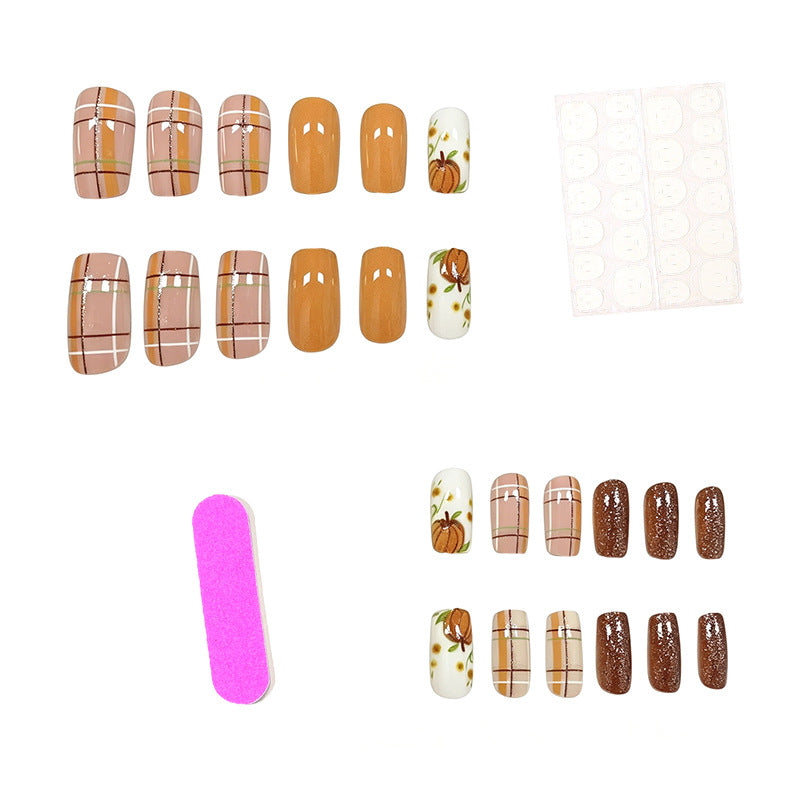 Festive Pumpkin-Inspired Nail Art Set Kalsten