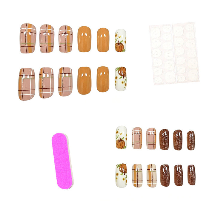 Festive Pumpkin-Inspired Nail Art Set Kalsten