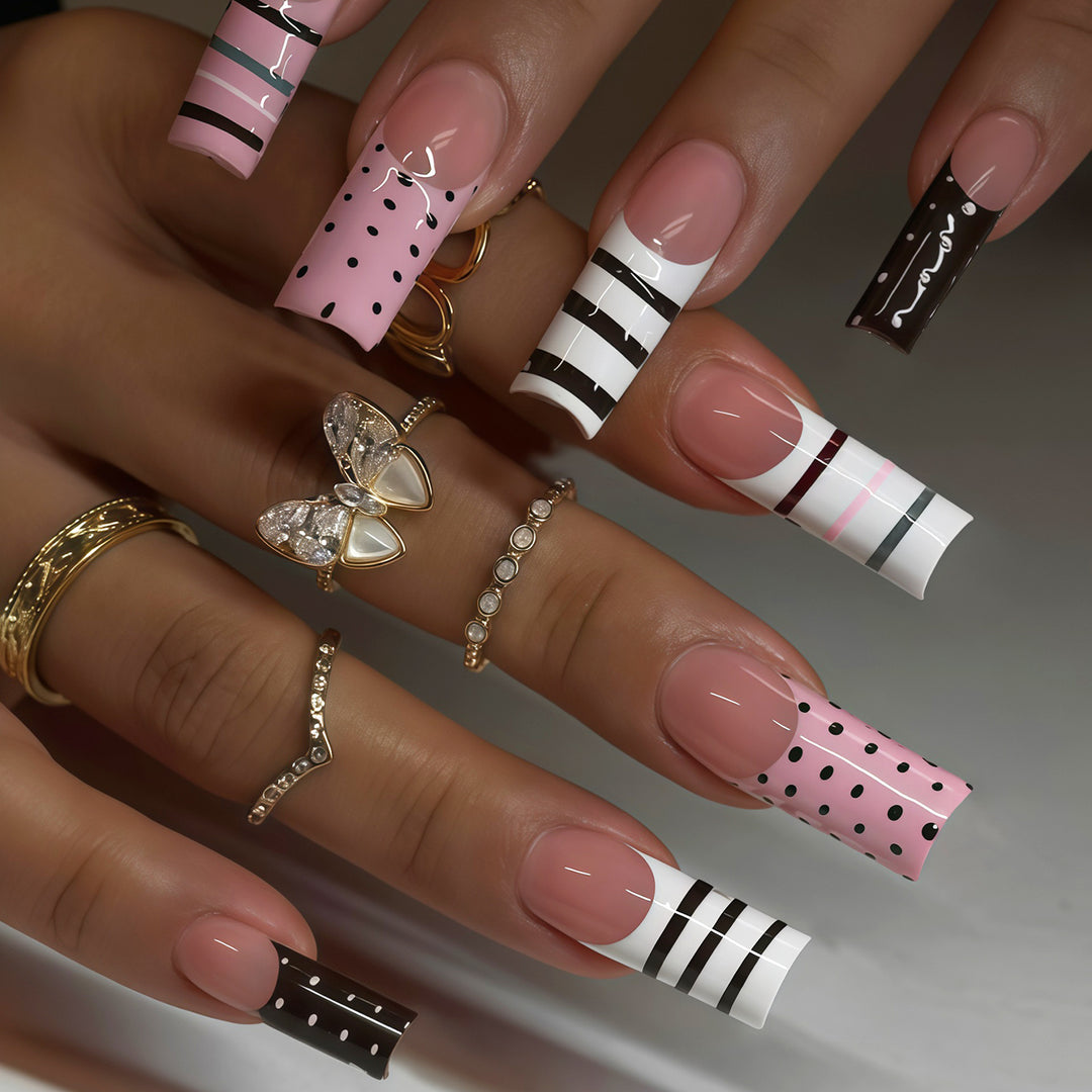 Decorative Long Press-On Nail Art Tips Kalsten