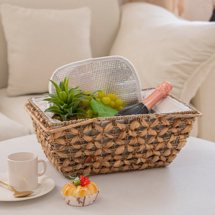 Decorative storage basket with removable cloth lid
