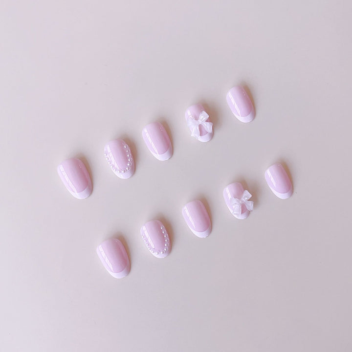 Artificial nail set with elegant 3D flower and lace accents Kalsten
