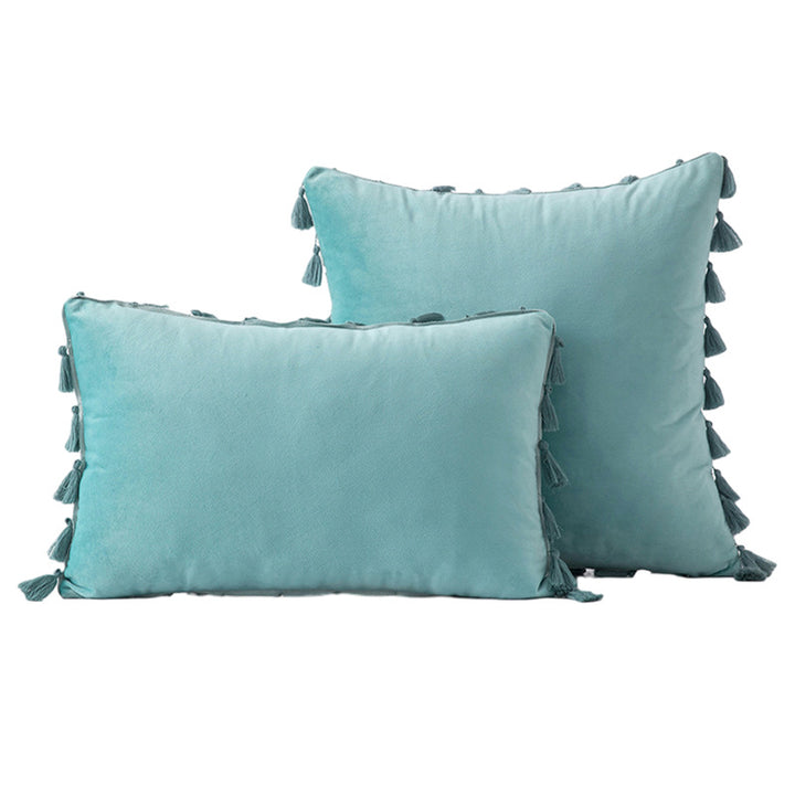 Velvet Tassel-Trim Square and Lumbar Decorative Pillow Set