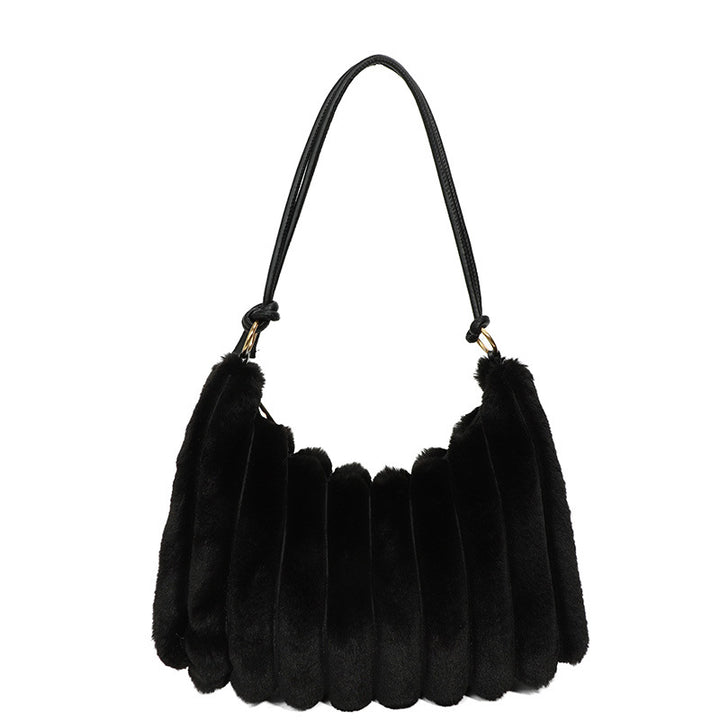 Plush Leopard Print Shoulder Bag