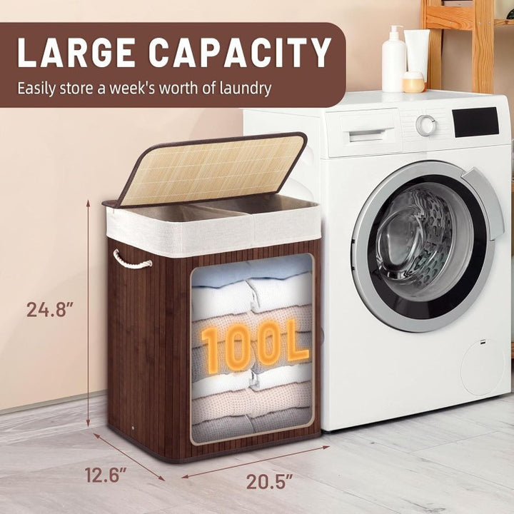 Large laundry basket with two compartments and removable lid Kalsten