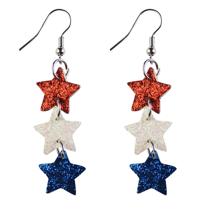 Women's nan teardrop-shaped faux leather earrings with star and stripe print Kalsten