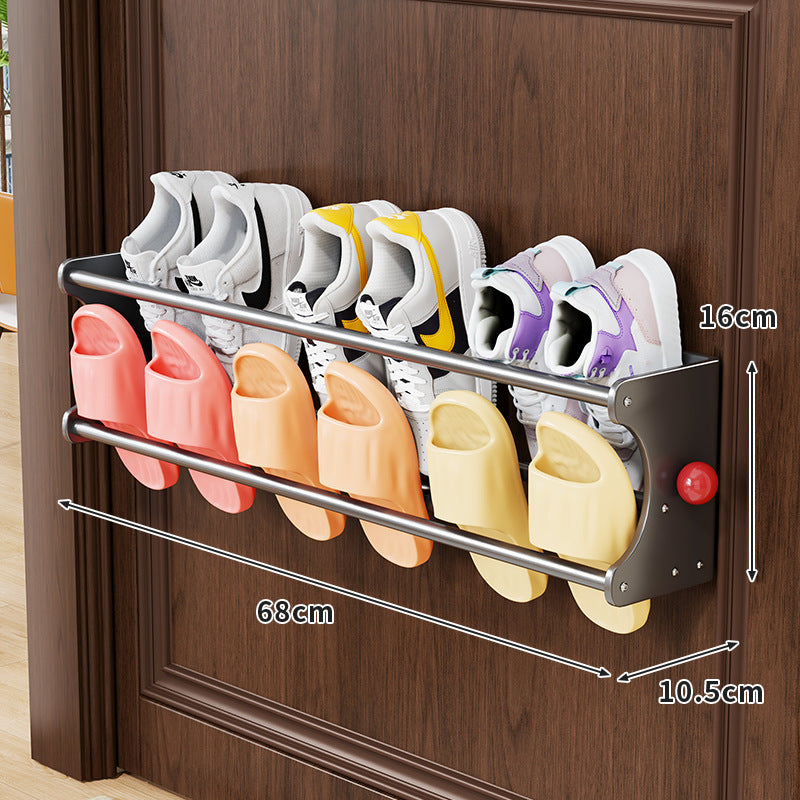Wall-Mounted Space-Saving Door Shoe and Slipper Organizer Rack
