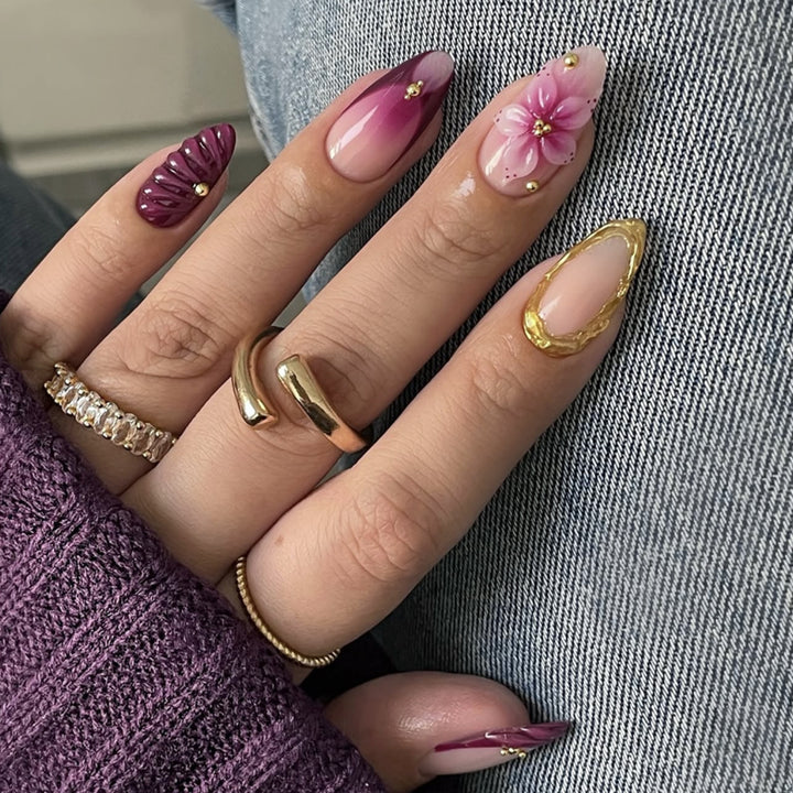 Elegant artificial nails with floral accents Kalsten