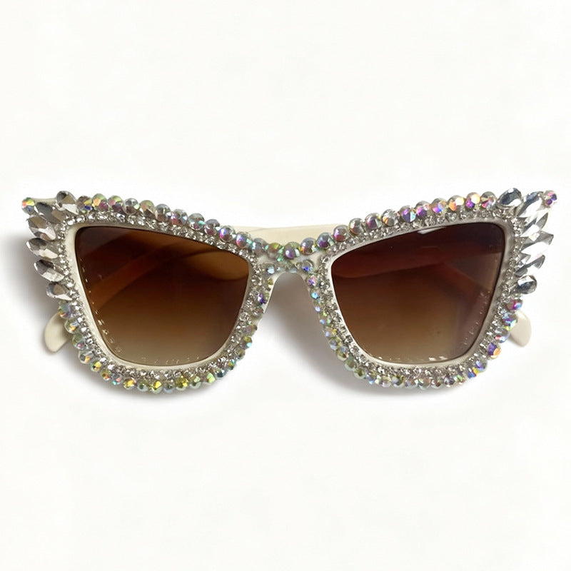 Rhinestone-Accented Cat-Eye Sunglasses Kalsten