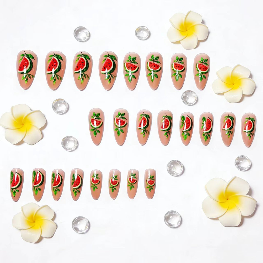 Artificial nails with cheerful melon design Kalsten