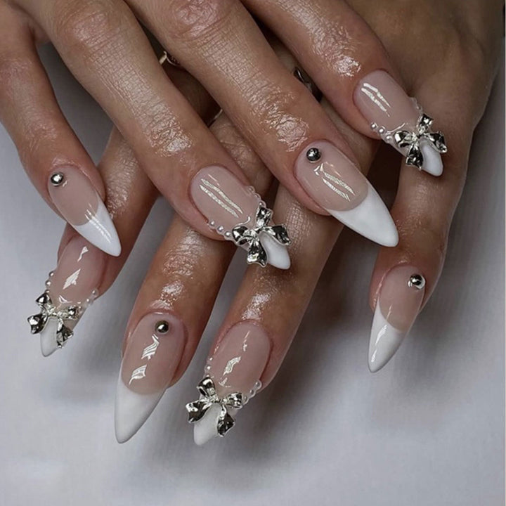 Elegant Stiletto Nail Art with Rhinestone Accents Kalsten
