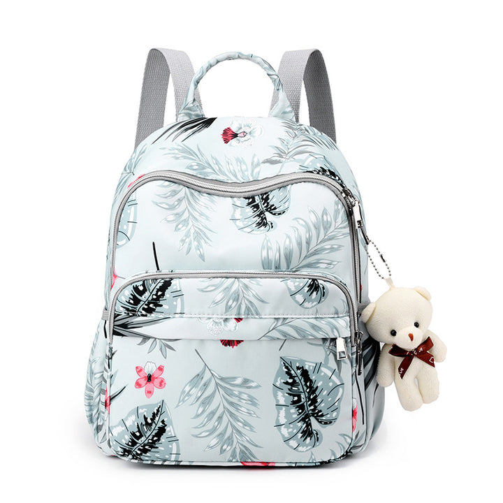 Backpack with Botanical Print and Multifunctional Compartments Kalsten