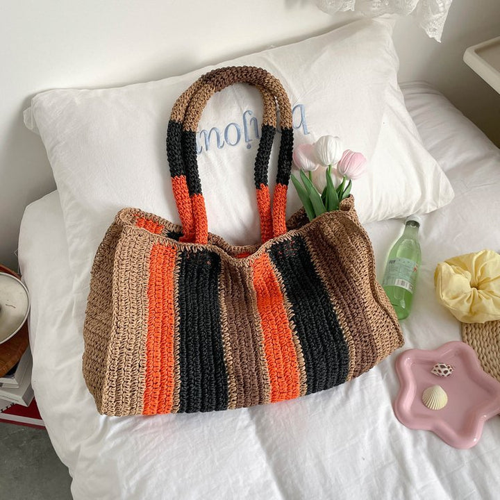 Handwoven shopping bag with modern stripes Kalsten
