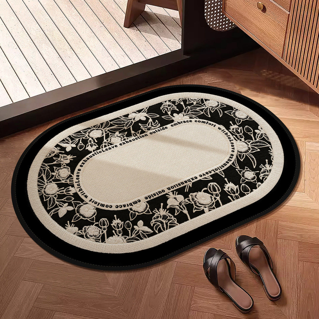 Luxurious Floral Embroidered Entrance Mat