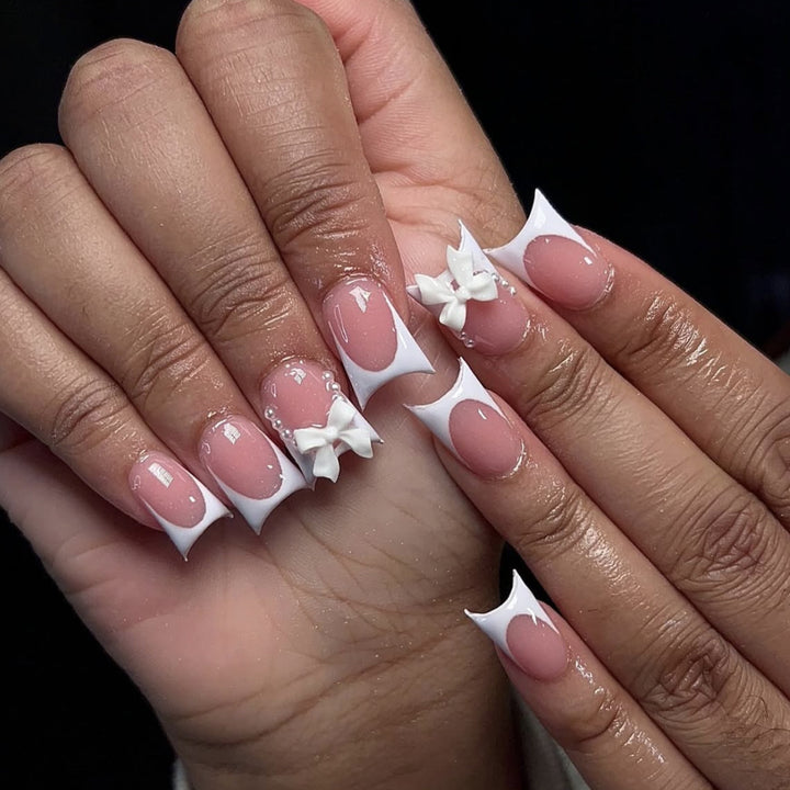 Elegant Stiletto Nail Art Extensions with Bow Accents Kalsten