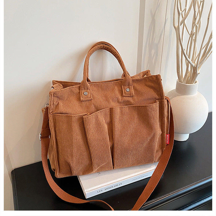 Corduroy Multi-Pocket Tote Bag Kalsten